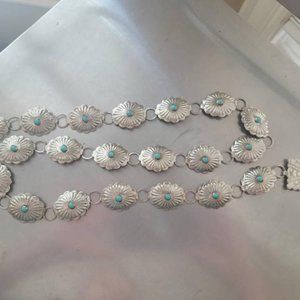 Vintage sterling, Mexico, turquoise, silver, belt,